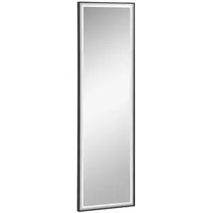 Comparateur de prix : HOMCOM Miroir mural dim. 120L x 35l cm - film sécurité anti déflagrant, système attache inclus - cadre alliage alu. noir