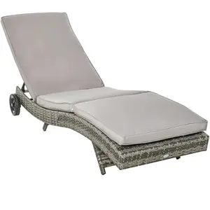 Outsunny - Bain de soleil - Résine - 207x70x70cm - Gris pas cher