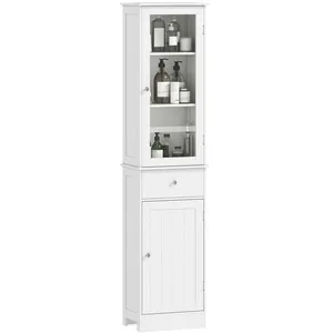 Meuble colonne de salle de bain - KLEANKIN - Blanc - Porte acrylique -... pas cher