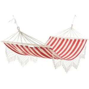 Outsunny - hamac - Coton - 200x100cm - Rouge, Crème rayéVendu parcdiscount
