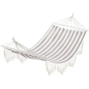Outsunny - hamac - Coton - 200x100cm - Gris, Blanc pas cher