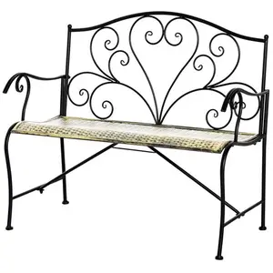 Outsunny - banc 2 places - Métal - 100x50x88cm - Noir pas cher