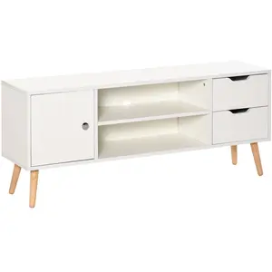 HOMCOM - meuble tv - Panneaux de particule - 120x28x44cm - Blanc pas cher