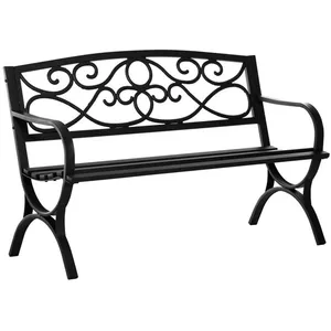 Outsunny - Banc de jardin 2 places - Acier - 128x58.5x 85cm - Noir pas cher