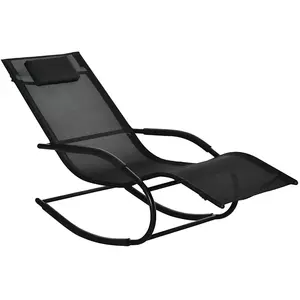 Chaise longue à bascule - OUTSUNNY - contemporain - métal - noir pas cher