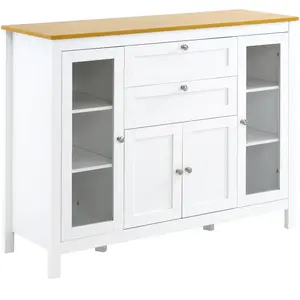 Buffet - HOMCOM - Style classique chic - Multi-rangement - Blanc pas cher
