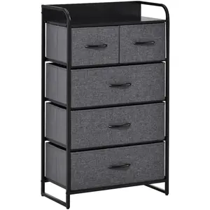 Commode pliable en tissu 5 tiroirs gris HOMCOM pas cher