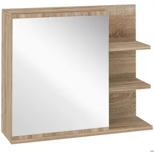 Armoire miroir de salle de bain avec étagère - KLEANKIN - Aspect chêne... pas cher