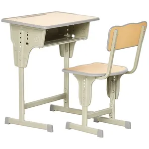 HOMCOM Bureau enfant Vintage style pupitre d'écolier - ensemble bureau et chaise réglable - case de rangement, bracket, range-stylos pas cher
