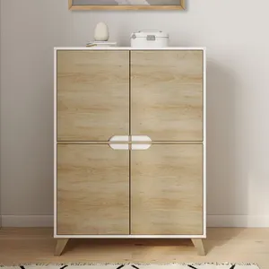 IDMARKET Meuble de rangement 4 portes HELSINKI scandinave blanc et boi... pas cher