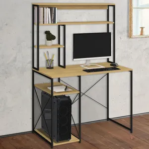 IDMARKET Bureau avec étagères de rangement DETROIT design industriel pas cher