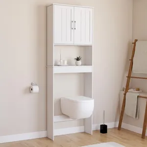 IDMARKET Meuble étagère dessus WC WALDO placard bois blanc pas cher