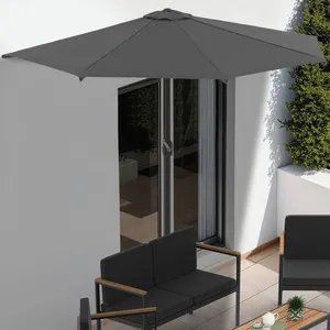 IDMARKET Demi parasol de balcon CORTE gris 2,7x1,35 M avec housse pas cher