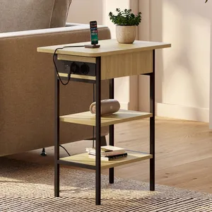 IDMarket Table de chevet / d'appoint design industriel avec multiprise pas cher