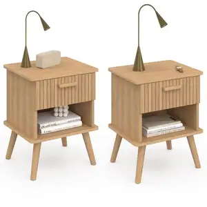 IDMARKET Lot de 2 tables de chevet JULIETTE 1 tiroir avec niche effet ... pas cher