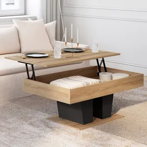 Comparateur de prix : IDMarket Table basse plateau relevable rectangulaire ELIAD bois et noir