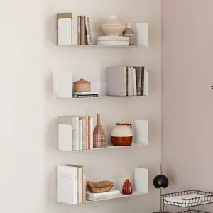 IDMARKET Lot de 4 étagères 60x15 cm pour livres METRA blanches pas cher