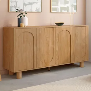 IDMARKET Buffet 160 cm ARCHIE 4 portes design arche bois façon chêne pas cher
