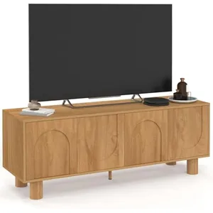 IDMarket Meuble TV 140 cm ARCHIE 4 portes design arche effet bois
