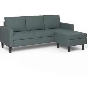 IDMARKET Canapé d'angle 3 places MARIUS 200 cm réversible gris anthrac... pas cher