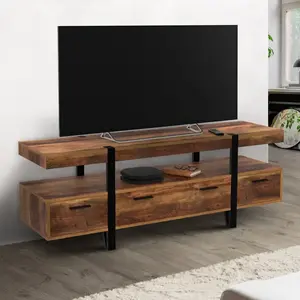 IDMARKET Meuble TV 140 cm AUSTRIA avec tiroirs bois pieds épingle pas cher