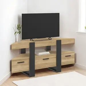 IDMARKET Meuble TV 110 cm d'angle PHOENIX avec tiroir bois et noir pas cher