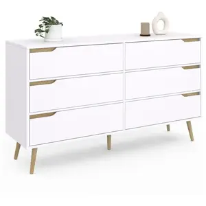 Comparateur de prix : IDMARKET Commode 6 tiroirs HELSINKI XXL 140 cm scandinave blanc