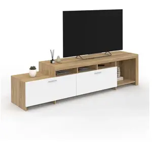 Comparateur de prix : IDMarket Meuble Tv 180 Cm Malo Bois Et Placards Blancs
