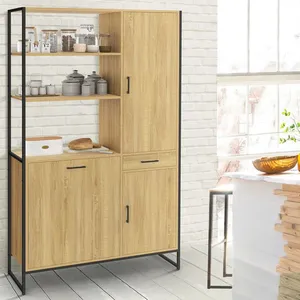 IDMARKET Buffet de cuisine avec colonne de rangement 100 CM DETROIT 3 ... pas cher