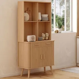 IDMARKET Buffet de cuisine 80 CM ROMIE 2 portes + tiroir effet lattes ... pas cher