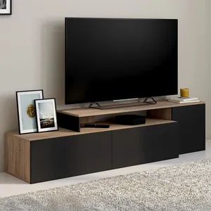 Comparateur de prix : IDMarket Meuble TV 140-180 cm modulable d'angle BASILE rotatif bois et...