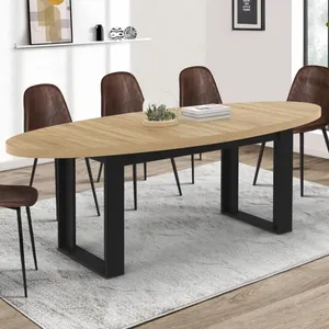 IDMARKET Table à manger PHOENIX 8 personnes ovale 200 cm bois et noir pas cher