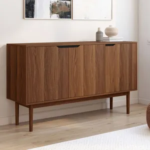 IDMARKET Buffet vintage 140 cm VIGGO 3 portes effet noyer pas cher