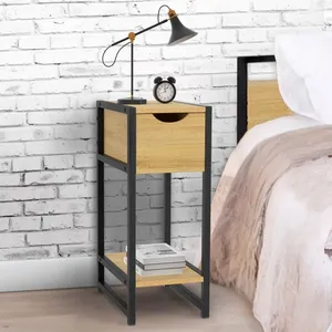IDMARKET Lot de 2 tables de chevet DETROIT 1 tiroir avec tablette bois... pas cher