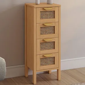 IDMARKET Meuble dappoint 4 tiroirs EDHEN 30 cm chiffonnier avec cannag... pas cher