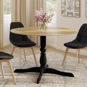 IDMARKET Table à manger ronde MARIE 4-6 personnes bois façon hêtre et ... pas cher