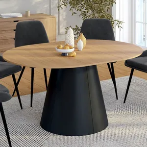 IDMARKET Table à manger ronde extensible ANGELE 4-8 personnes bois eff... pas cher