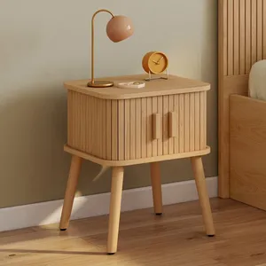 IDMARKET Lot de 2 tables de chevet ROMIE 2 portes coulissantes lattes ... pas cher