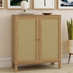 IDMARKET Buffet dappoint vintage 2 portes 70 cm HANAE effet naturel ca... pas cher