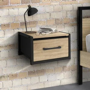 IDMARKET Lot de 2 tables de chevet murales tiroir en tissu UTAH design... pas cher
