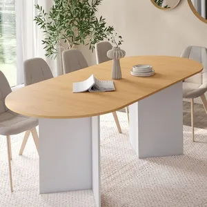 IDMARKET Table à manger extensible ovale MARTHE 6 -10 personnes bois f... pas cher