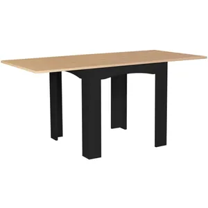 Comparateur de prix : IDMarket Table A Manger Extensible Dona 6-8 Personnes Noire Plateau Facon Hetre 80-160 Cm