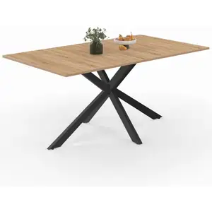 Comparateur de prix : IDMARKET Table à manger rectangle ALIX 8 personnes pied araignée bois et noir 160 cm