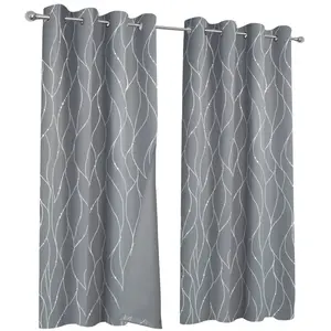IDMARKET Lot de 2 rideaux thermiques gris anthracite motif courbe 140x240 cm pas cher