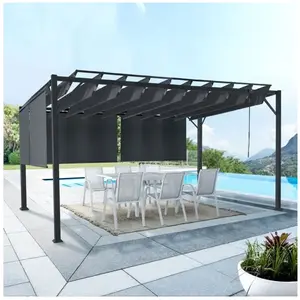 IDMARKET Pergola LUXE lames orientables CEFALU 3x4M 4 stores gris anth... pas cher