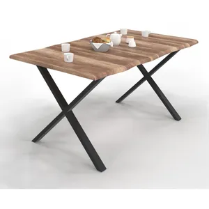 Comparateur de prix : IDMARKET Table à manger DAKOTA 6 personnes pieds forme en X design ind...