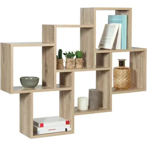 Idmarket - Etagère murale double position lucas bois façon hêtre pas cher