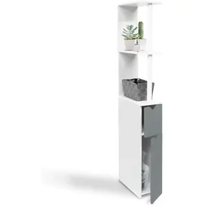 Comparateur de prix : Meuble WC étagère WILLY - IDMARKET - Gain de place 2 portes grises