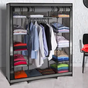 Armoire de rangement pliable en tissu - IDMARKET - PARIS - Gris - Contemporain - Design - 177cm pas cher
