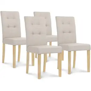 Comparateur de prix : IDMarket Lot De 4 Chaises Polga Capitonnées Beiges Pour Salle À Manger